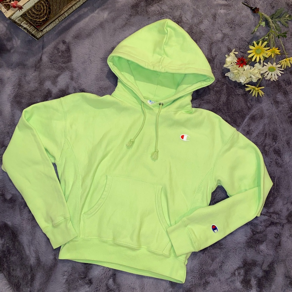 Neon lime green Champion hoodie